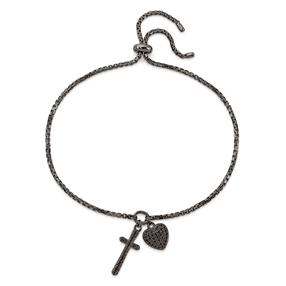 Charm Mates Black Rhodium Plated Adjustable Bracelet-